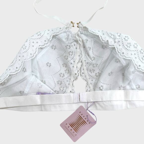 Savage X Fenty Curvy Broderie Lace Halter Bralette | Plus 3X White Festival Top - Picture 8 of 10